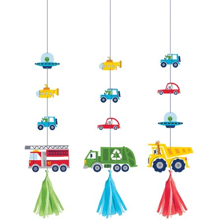 Creative Converting Transportation Time City Life Hanging Cutouts with Tassels, 36PK 372449